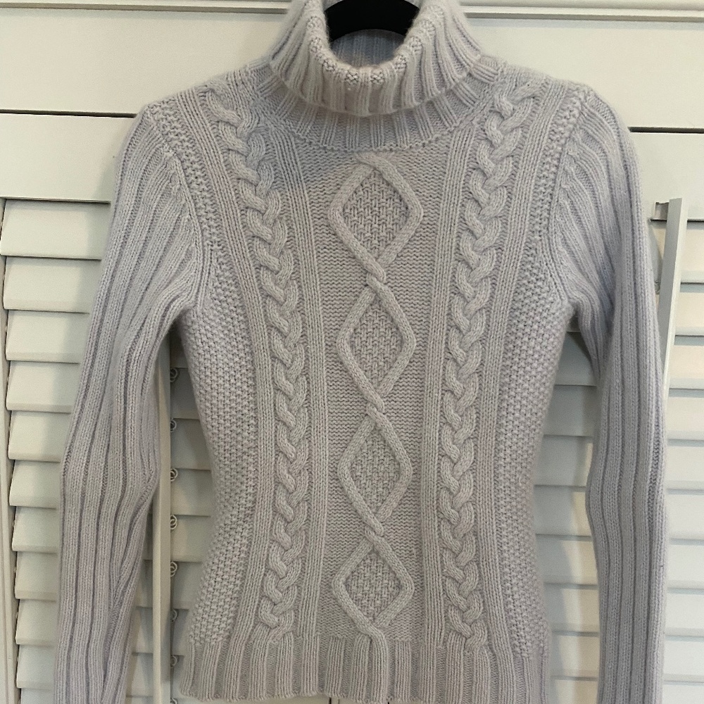 Light blue angora turtleneck sweater